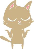 calm flat color style cartoon cat vector