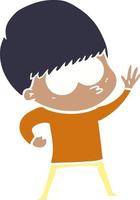 nervous flat color style cartoon boy vector