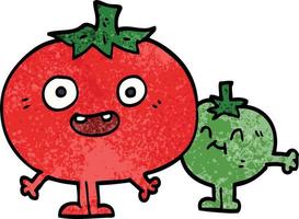 cartoon doodle happy tomatoes vector