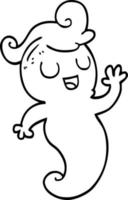 line drawing cartoon ghost vector