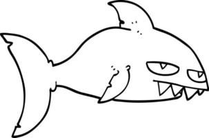 line drawing cartoon deadly shark vector