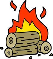 cartoon doodle burning logs vector