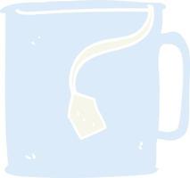 flat color illustration of a cartoon mug of tea vector