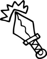 line drawing cartoon small magical dagger vector