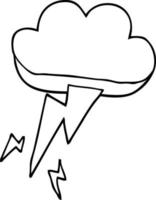 line drawing cartoon thunder and lightening vector