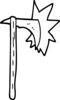 line drawing cartoon sharp axe vector