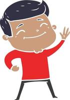 happy flat color style cartoon man vector