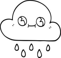 line drawing cartoon rain cloud vector