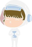 flat color style cartoon curious astronaut vector