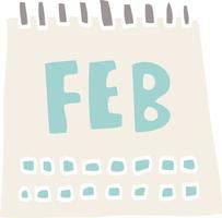 cartoon doodle calendar showing month of february vector