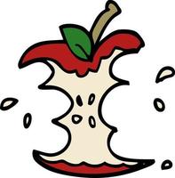 cartoon doodle juicy bitten apple vector