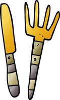 cartoon doodle knife and fork vector