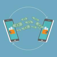 Smartphone concept flat style Make money online Money transfer via phone vector illustration