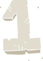 flat color illustration of a cartoon stone number one vector