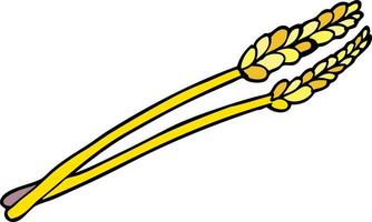 cartoon doodle wheat vector