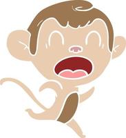 shouting flat color style cartoon monkey running vector