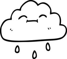 line drawing cartoon happy rain cloud vector