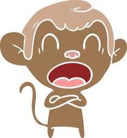 shouting flat color style cartoon monkey vector