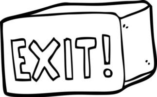 line drawing cartoon exit sign vector