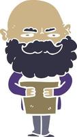 flat color style cartoon man with beard frowning vector