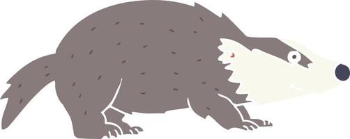 flat color style cartoon badger vector