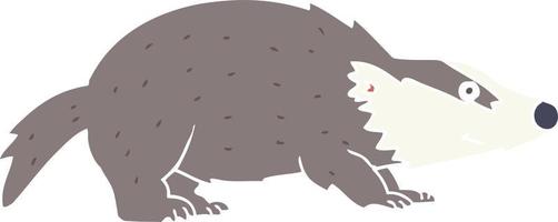 flat color style cartoon badger vector