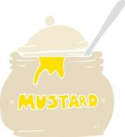 flat color illustration of a cartoon mustard pot vector