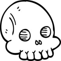 cráneo de halloween de dibujos animados de dibujo lineal vector