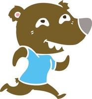 flat color style cartoon bear running vector