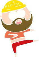 flat color style cartoon surprised bearded man dancing vector