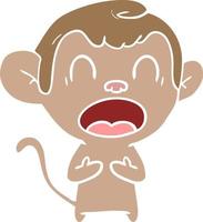 shouting flat color style cartoon monkey vector