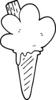 line drawing cartoon ice cream cone vector