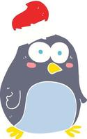 flat color illustration of a cartoon penguin vector