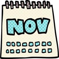 cartoon doodle calendar showing month of november vector