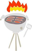 flat color illustration of a cartoon barbecue vector