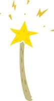 flat color style cartoon magic star wand vector