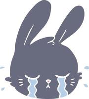 flat color style cartoon rabbit face crying vector