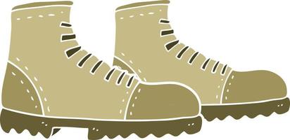 flat color illustration of a cartoon walking boots vector