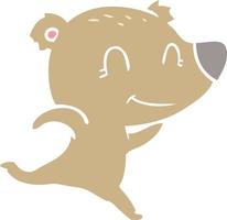 friendly bear running flat color style cartoon vector