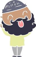 man with beard sticking out tongue vector