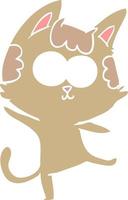 happy flat color style cartoon cat dancing vector