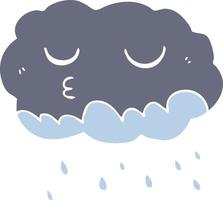 flat color style cartoon rain cloud vector