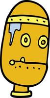 cartoon doodle retro robot head vector
