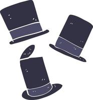 flat color illustration of a cartoon top hats vector