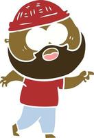 flat color style cartoon bearded man vector