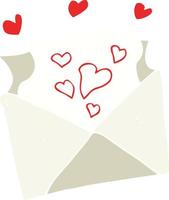 flat color illustration of a cartoon love letter vector