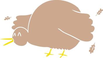 flat color style cartoon kiwi bird flapping wings vector