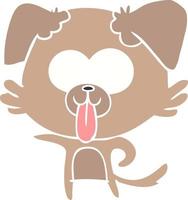 flat color style cartoon dog with tongue sticking out vector