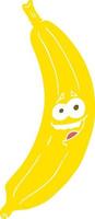 ilustración de color plano de un plátano de dibujos animados vector