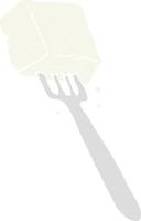 flat color illustration of a cartoon tofu on fork vector